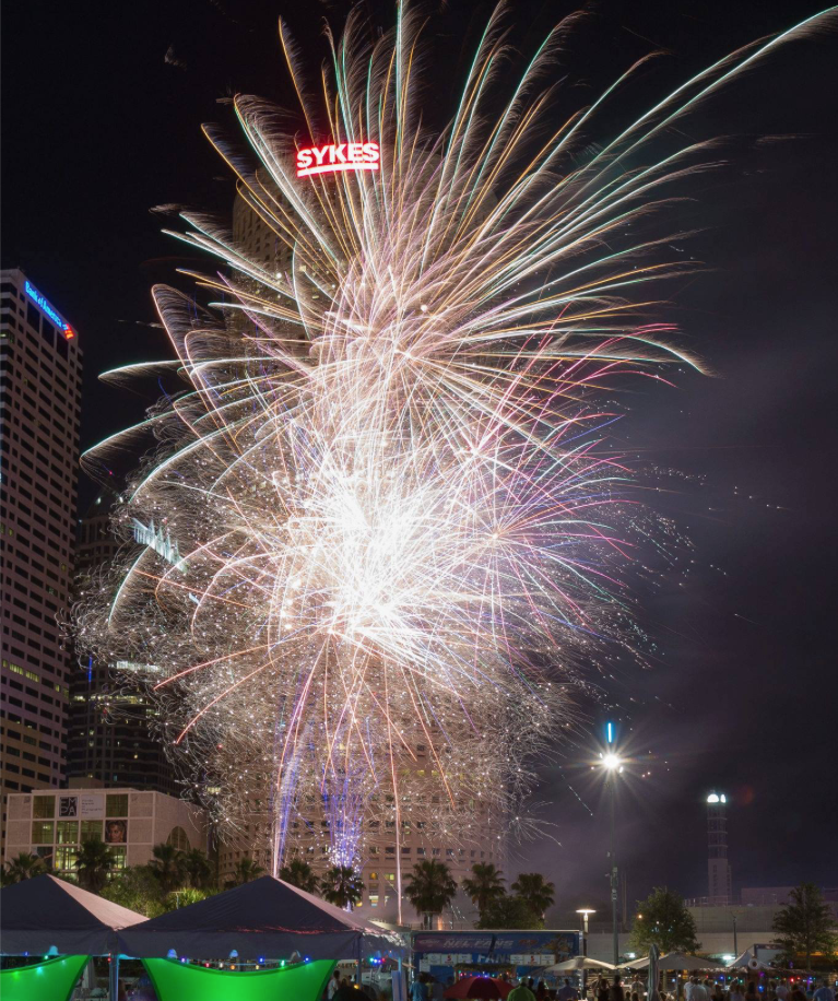 city fireworks in a tampa park